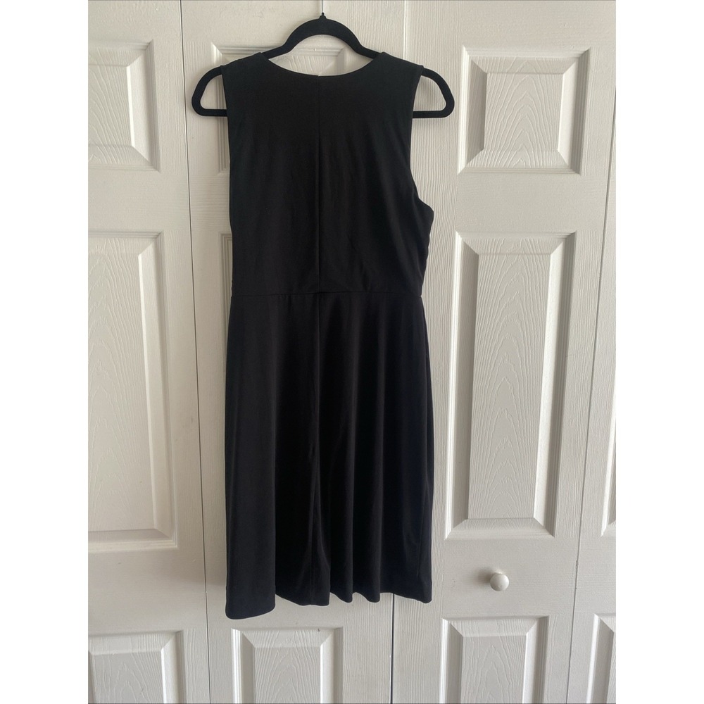 Ann Taylor Factory Faux Wrap Dress Womens Size M Black Sleeveless Jersey Spandex - Picture 5 of 7